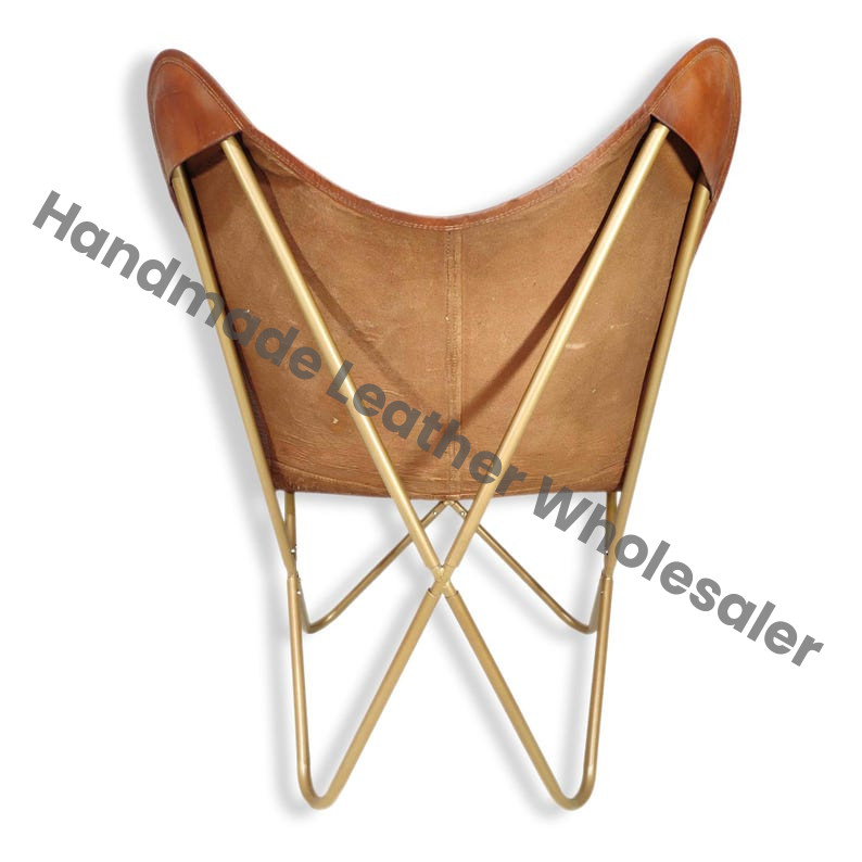 Leather Butterfly Chair: Handmade Iron Frame Accent Chair