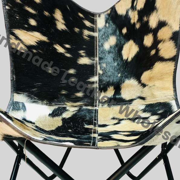 Leather Butterfly Chair with Original Hide Indian Bkf Cowhide Relaxing Chair Leather Butterfly Chair, Relaxing Chair, Vintage Folding Chair
