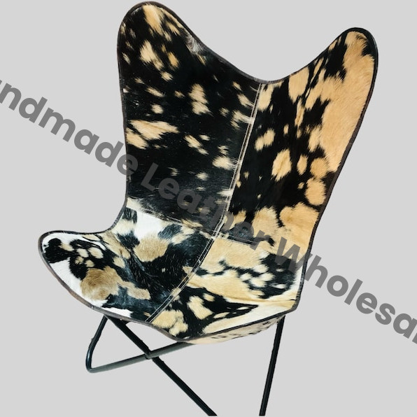 Leather Butterfly Chair with Original Hide Indian Bkf Cowhide Relaxing Chair Leather Butterfly Chair, Relaxing Chair, Vintage Folding Chair