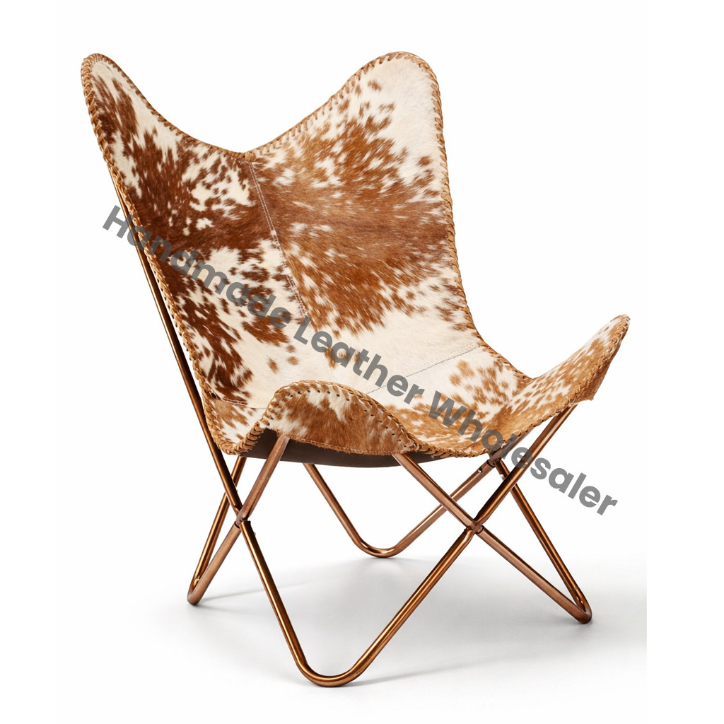Leather Butterfly Chair with Original Hide Indian Bkf Cowhide Relaxing Chair Leather Butterfly Chair, Relaxing Chair, Vintage Folding Chair