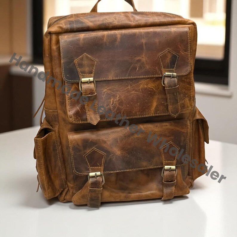 Leather Canvas Travel Backpack – Vintage Laptop Rucksack, Handmade Hiking Adventure Bag, School Satchel, Large Carry-On Gift