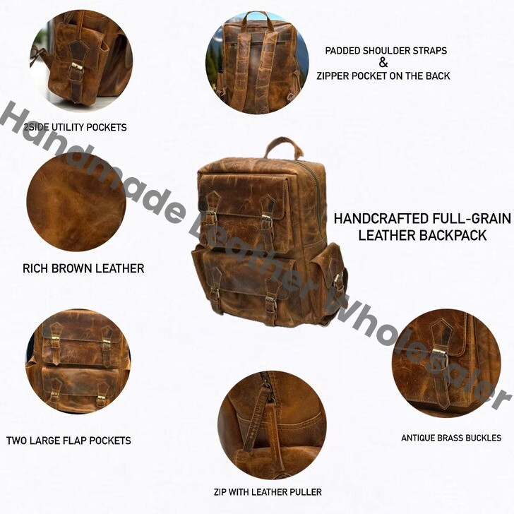 Leather Canvas Travel Backpack – Vintage Laptop Rucksack, Handmade Hiking Adventure Bag, School Satchel, Large Carry-On Gift