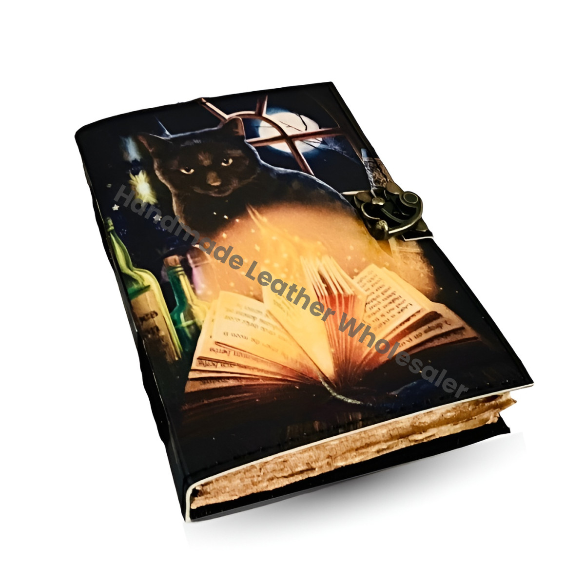 Leather Cat Print Journal: Embossed Spell Book of Shadows