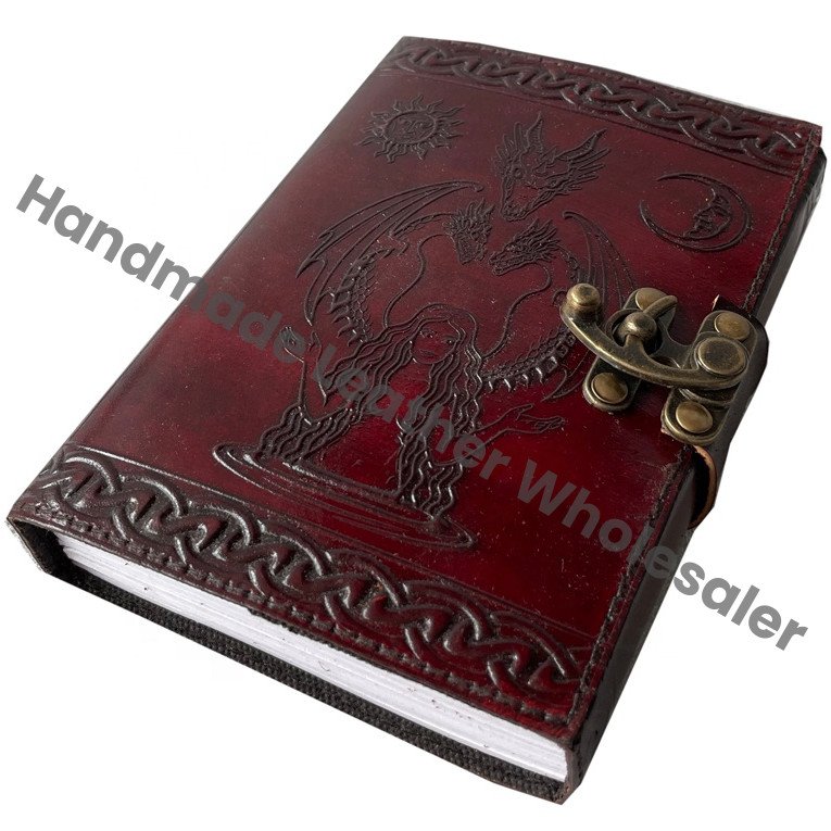 Leather Cover Eco-Friendly Brown Hardcover Journal Vintage Grimoire Blank Spells Planner Sketchbook Travel Artist Wiccan Boxed
