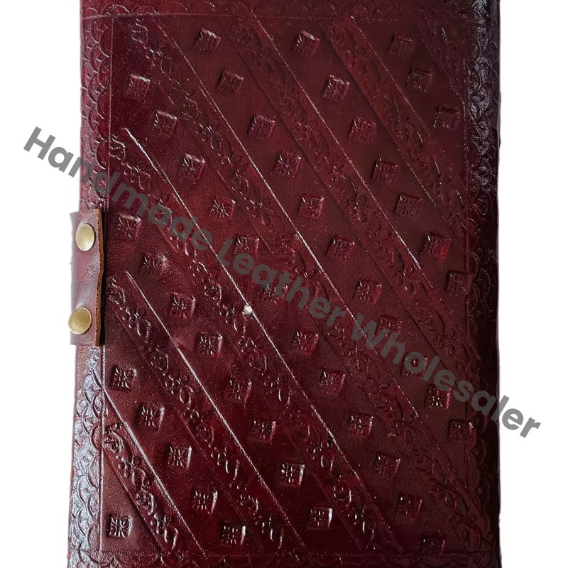 Leather Diary Hardcover Embossed Angel Design Brass Clasp Maroon Color Gift Notebook Gift Sustainable Leather Cute Dairy