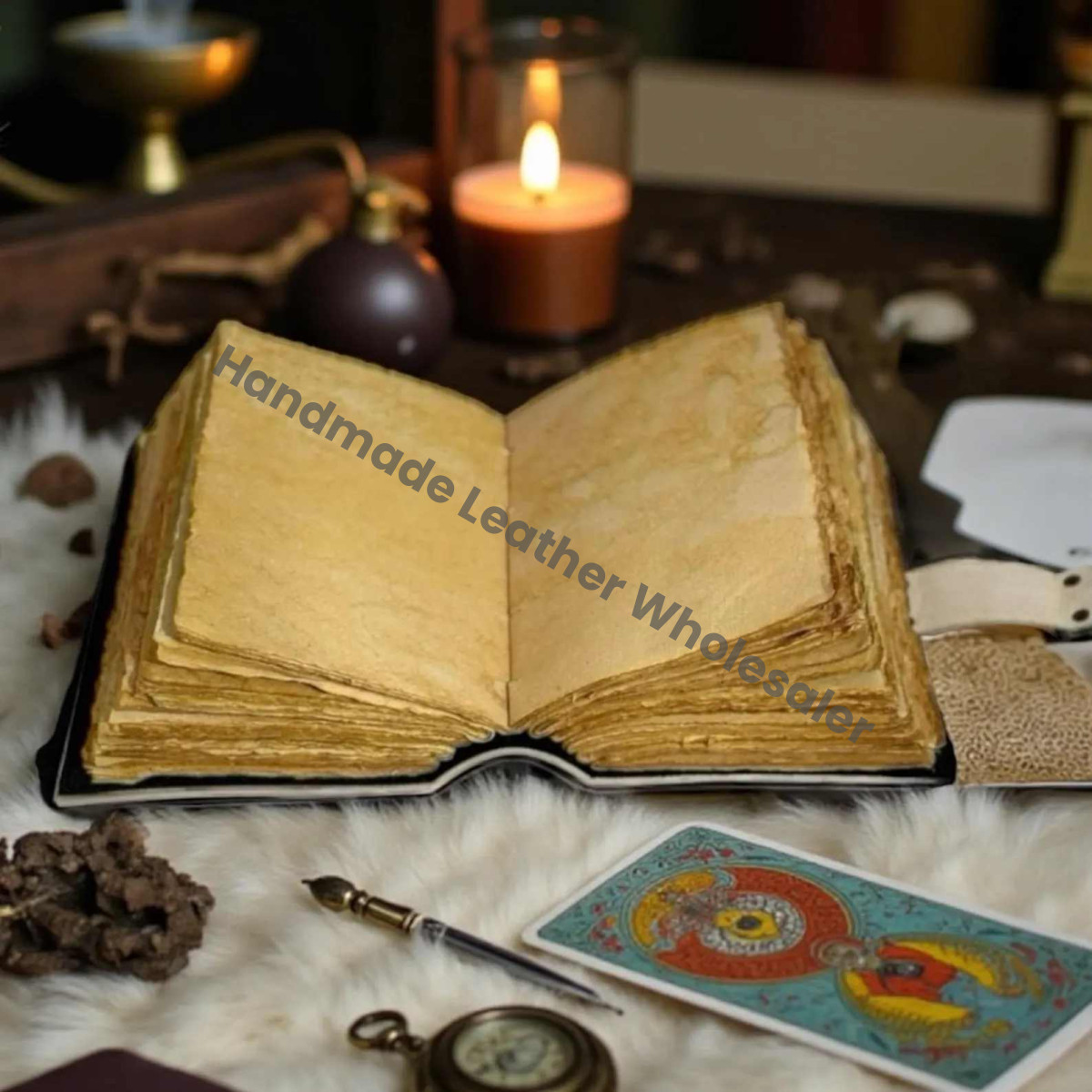 Leather Grimoire Journal – Book of Shadows, Moon Tree Witchcraft Journal, Wiccan Pagan Gothic Spellbook Notebook