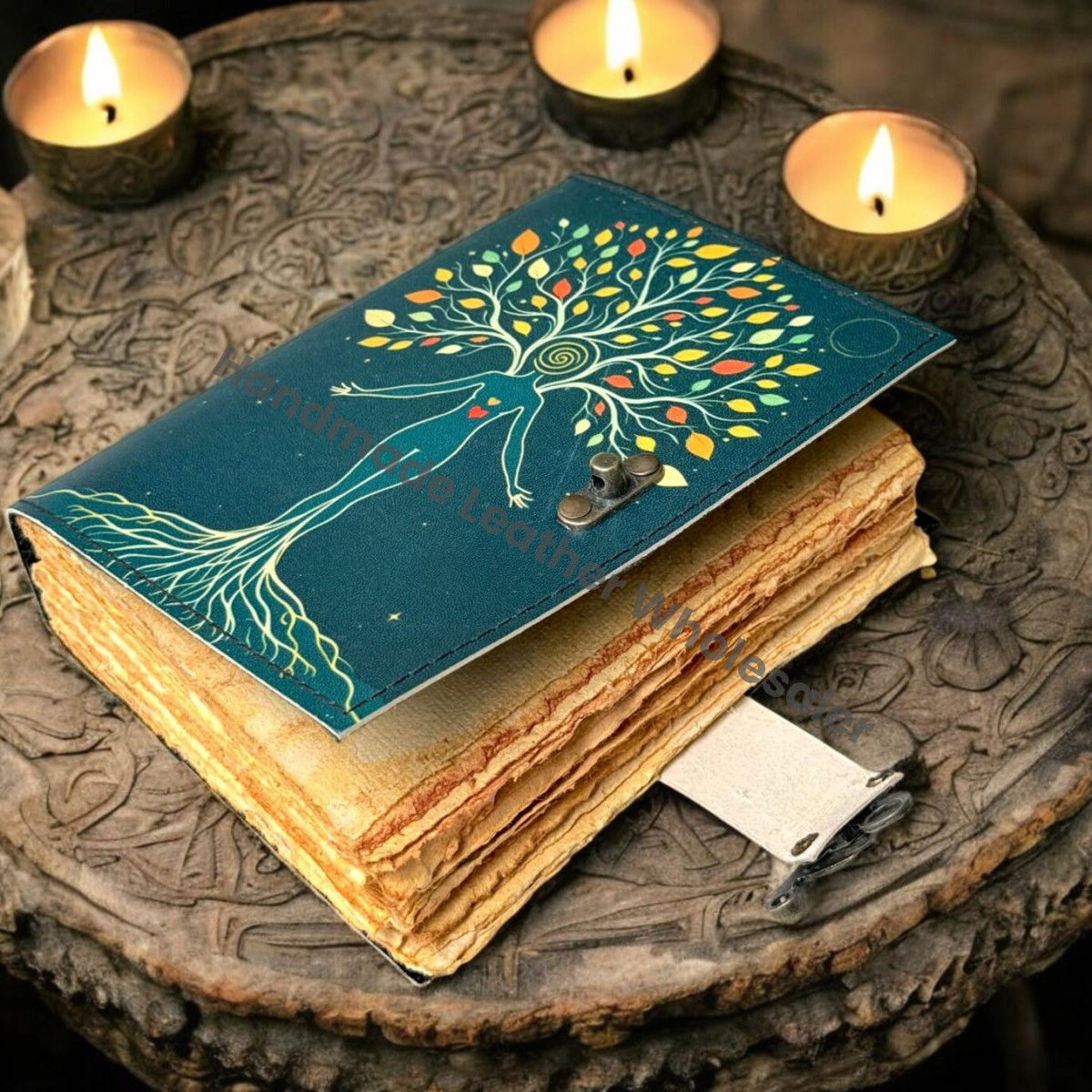 Leather Grimoire Journal: Handmade Spell Book of Shadows - Mother Earth Design