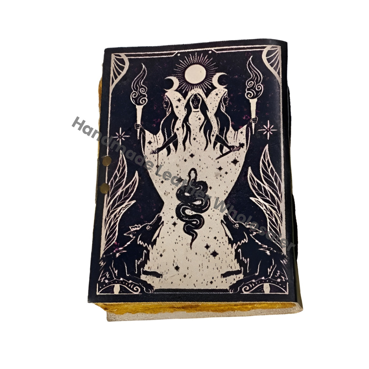 Leather Grimoire Journal: Handmade Spell Book of Shadows with Deckle Edge Paper