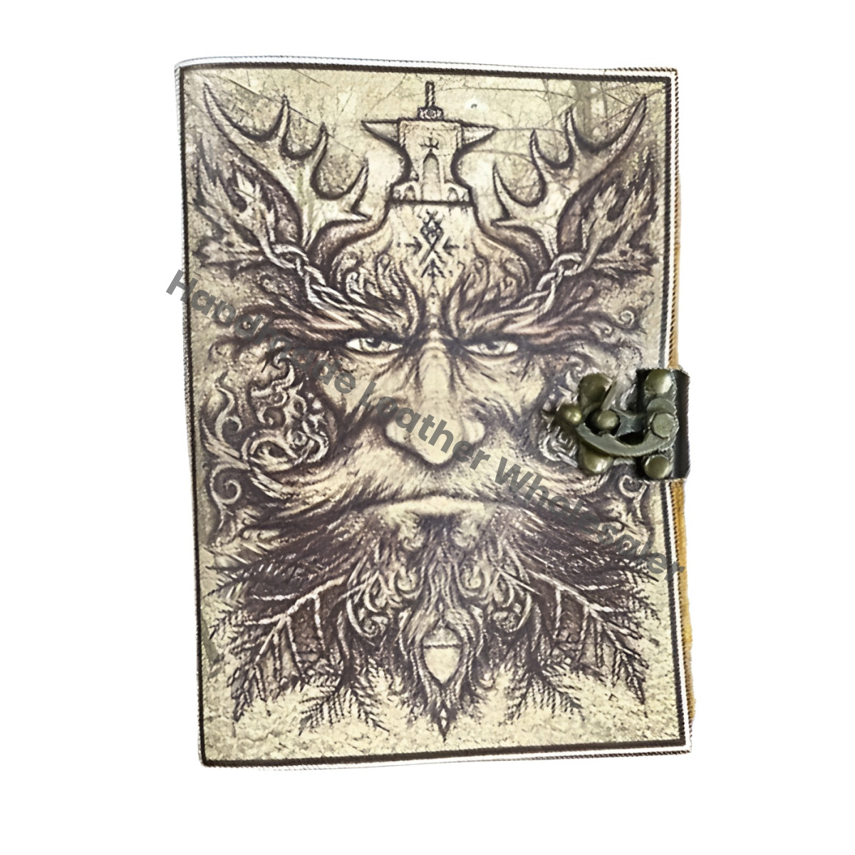 Leather Grimoire Journal: Handstitched Spell Book with Brass Clasp