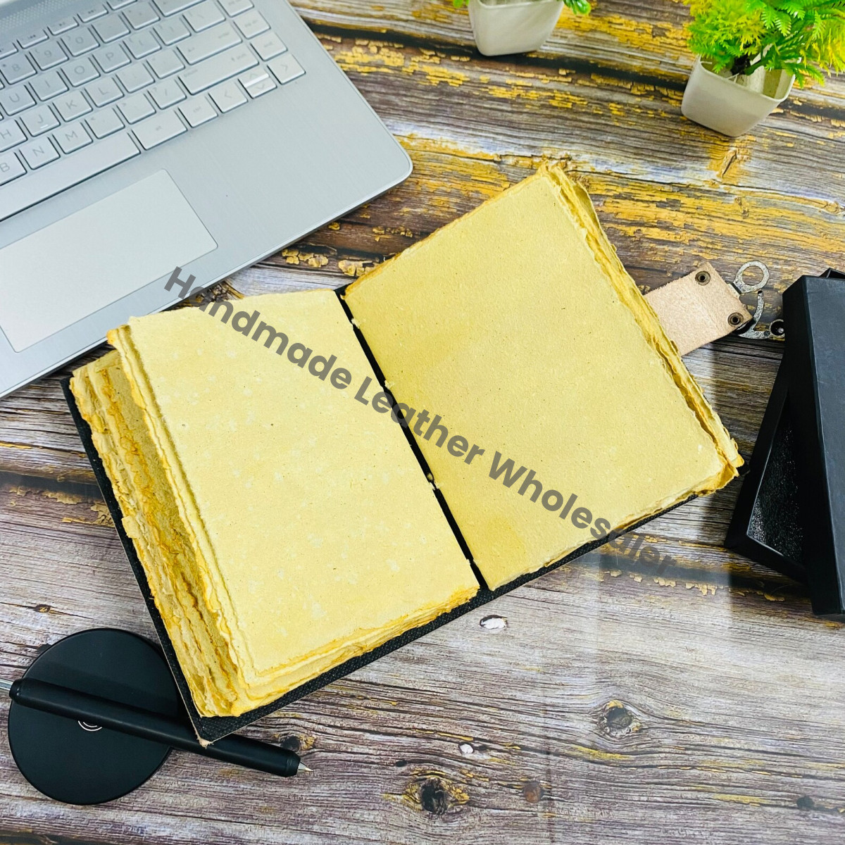 Leather Grimoire Journal: Handstitched Spell Book with Brass Clasp