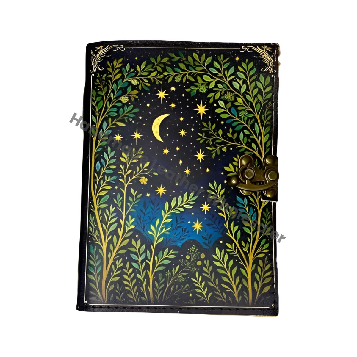 Leather Grimoire Journal – Moon Tree Book of Shadows, Witchcraft Grimoire, Junk Journal, Gothic Diary