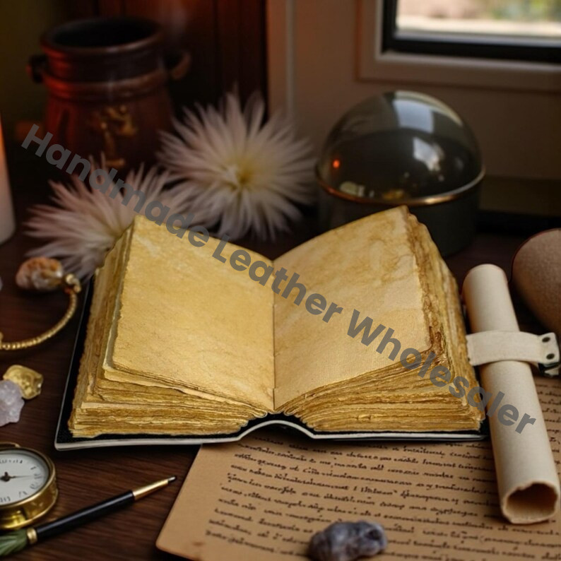 Leather Grimoire Journal – Owl Leather Book of Shadows, Witchcraft Spellbook, Wiccan Pagan Gothic Writing Notebook, Pagan Gifts