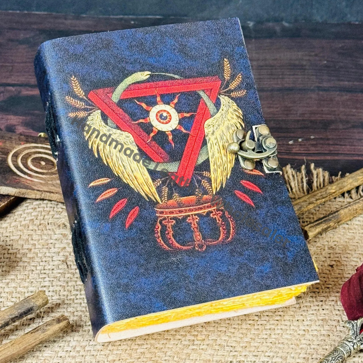 Leather Grimoire Journal: Third Eye, Deckle Edge, Antique Paper
