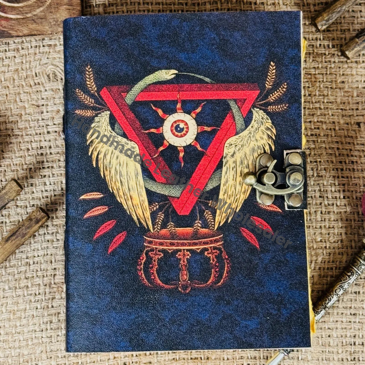Leather Grimoire Journal: Third Eye, Deckle Edge, Antique Paper