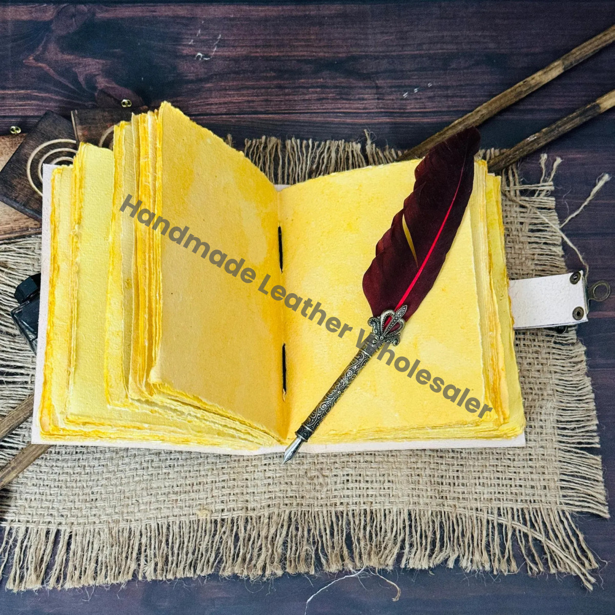 Leather Grimoire Journal: Third Eye, Deckle Edge, Antique Paper