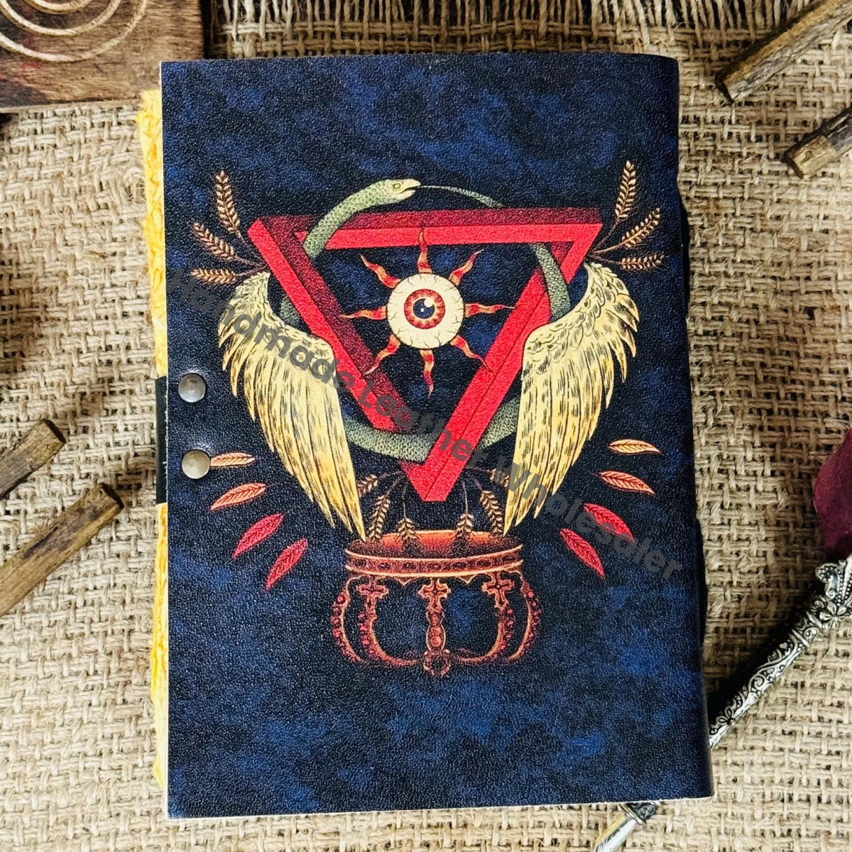 Leather Grimoire Journal: Third Eye, Deckle Edge, Antique Paper