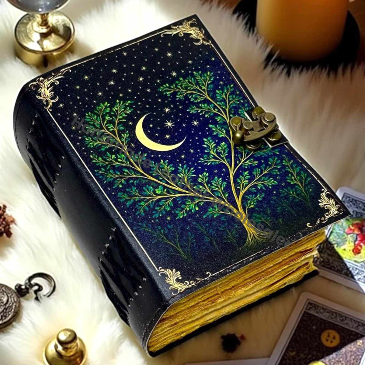 Leather Grimoire Journal – Vintage Book of Shadows | Handmade Witchcraft Spellbook | Wiccan Pagan Gothic Occult Notebook Gift