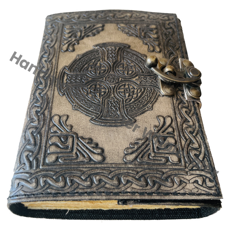 Leather Hardcover Book Shadows Spell Notebooks Journal Celtic Knot Handmade Personal Organizer Travel Artist Organizer Collage
