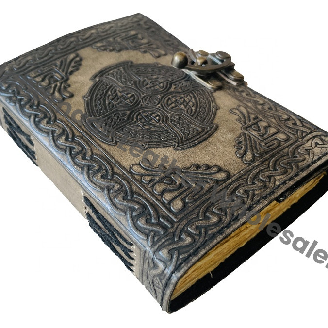 Leather Hardcover Book Shadows Spell Notebooks Journal Celtic Knot Handmade Personal Organizer Travel Artist Organizer Collage