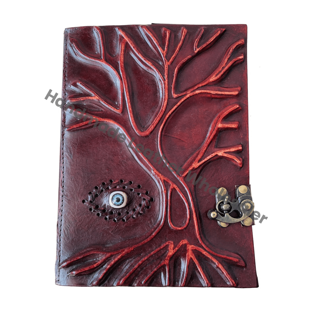 Leather Hardcover Diary Tree Design Handmade Brown Binding Gift Notebook Women Journal Writing Notepad