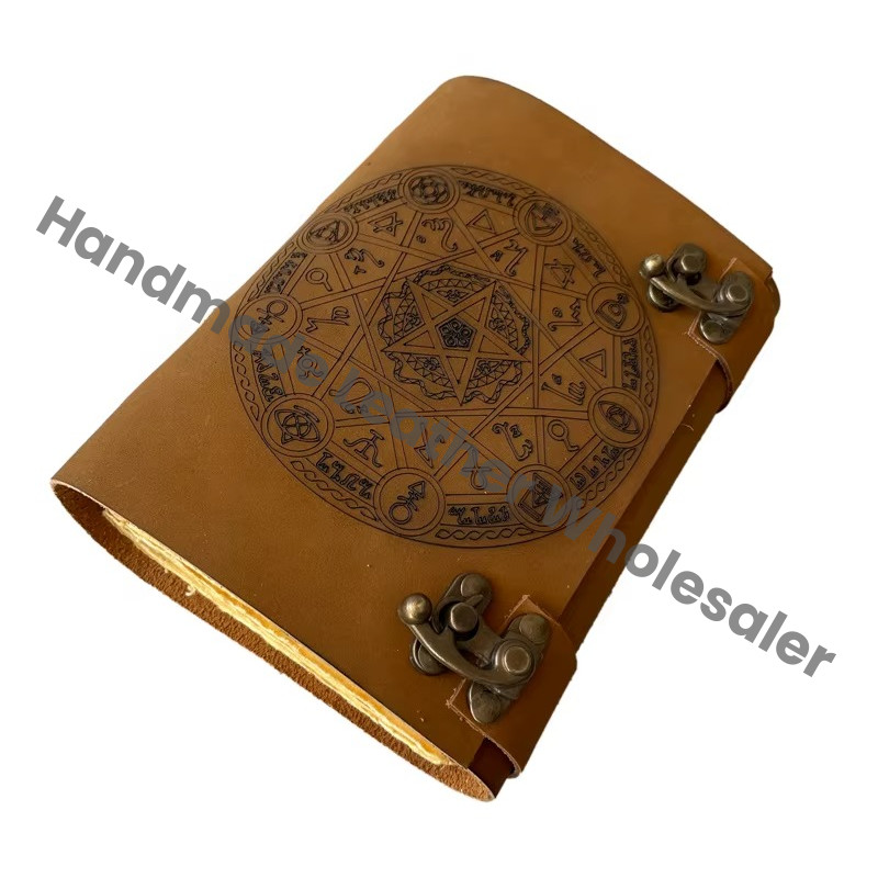 Leather Hardcover Diary with UV Printed Magic Circle Design Sewing Binding Gift Notebook Hardcover Leather Notebook