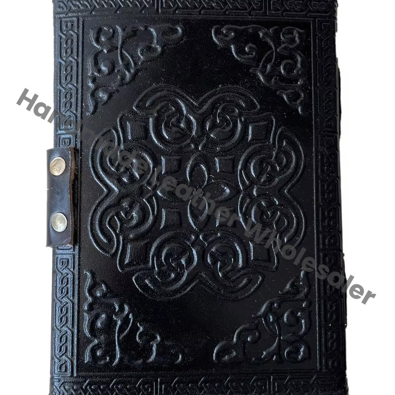 Leather Journal Antique Embossed with Lock Skull Black Guest Book Handmade Paper Gift Him Day Personal Organizer Notebooks Diary