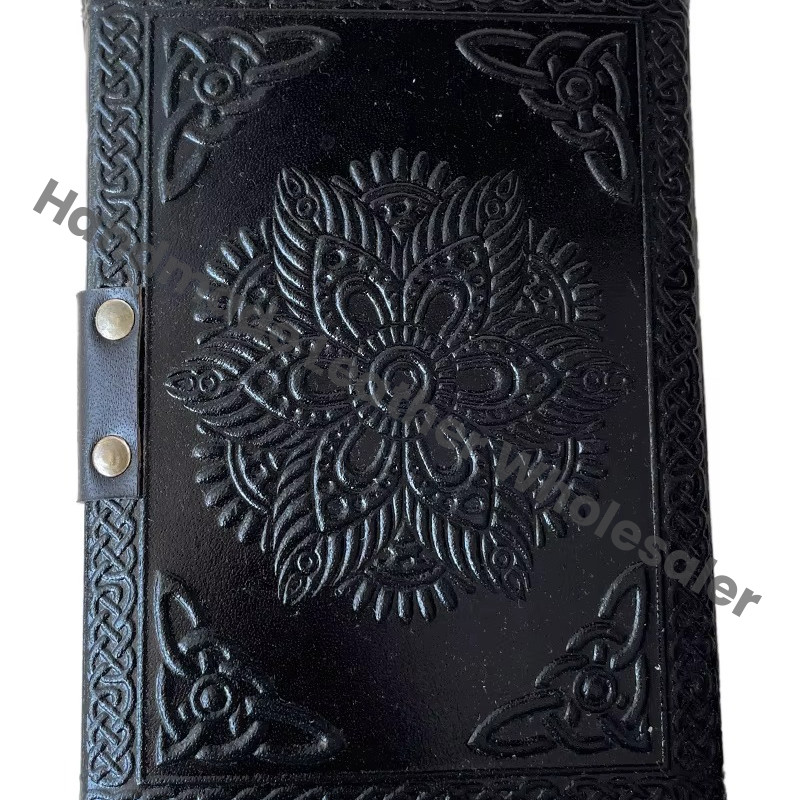 Leather Journal Antique Embossed with Metal Closure Black Women Guest Book Handmade Paper Gift Him Personal Organizer Notebooks