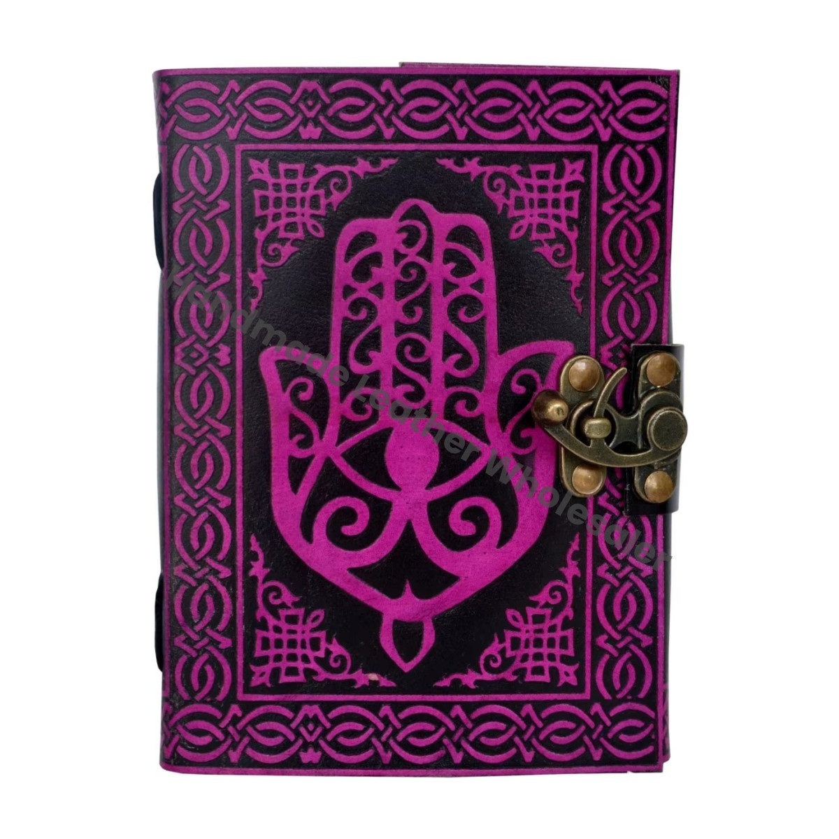 Leather Journal Blank Spells Book Shadows HAMSA Hand Cotton Paper Drawing Bound Diary Sketchbook Writing Planner Gift Custom