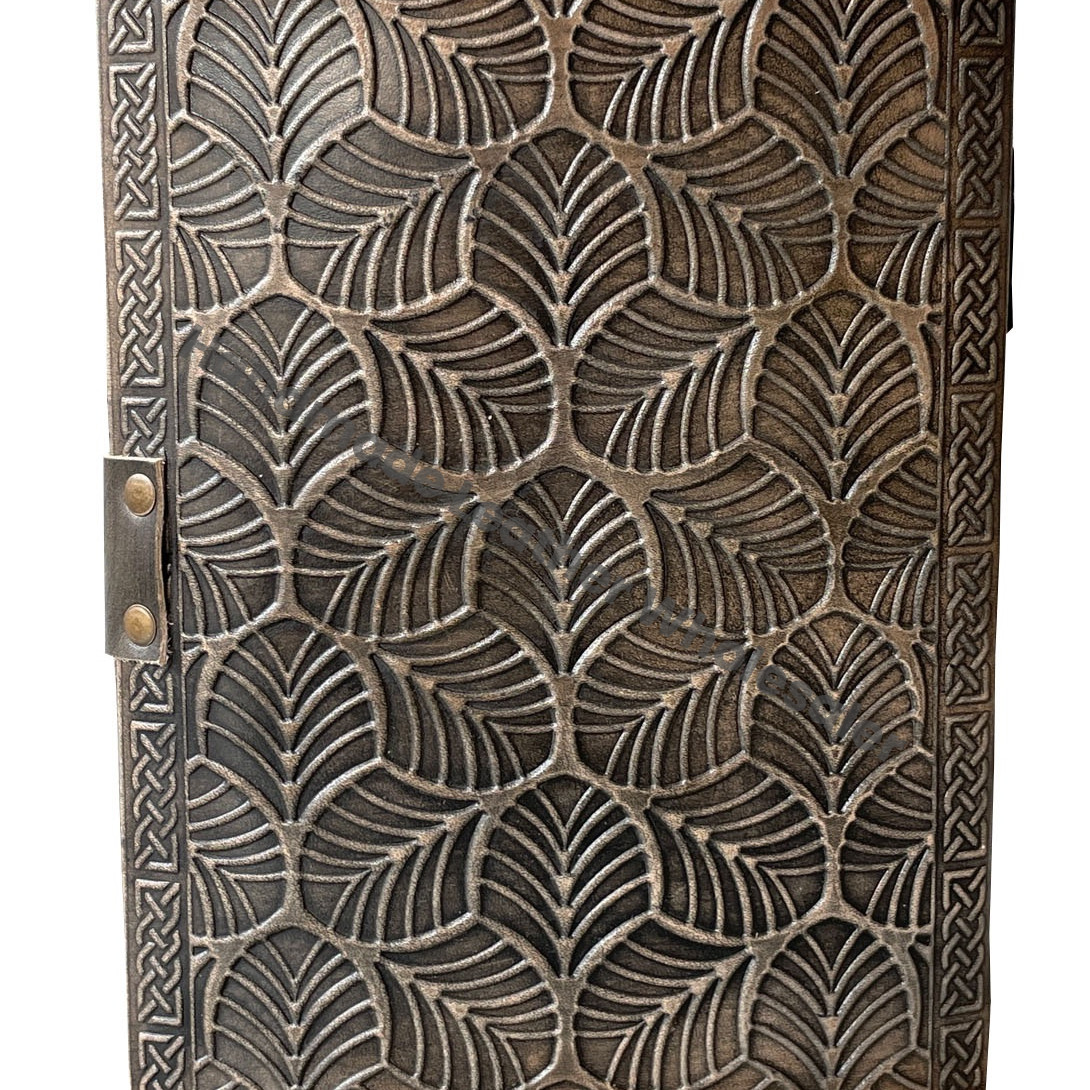 Leather Journal Book of Shadows Double Snake With 7 Stone Antique Design Unlined Deckle Edge Paper, Leather Blank Book