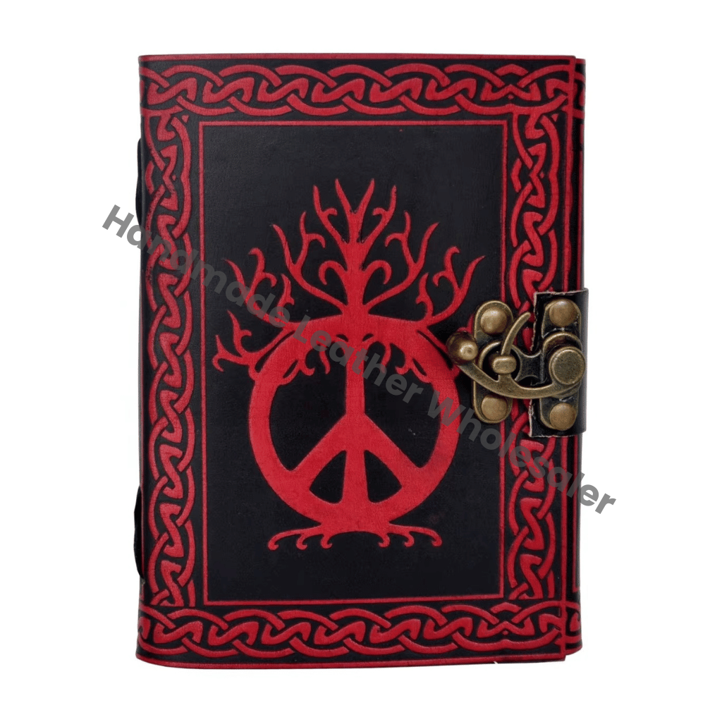 Leather Journal Diary Handmade Handcraft Peace of sign Note Book of shadows vintage antique writing planner Wiccan Journals