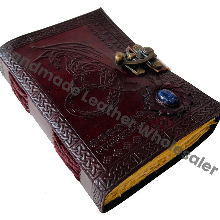 Leather Journal Dugenous Dragon Vintage Handmade Large Embossed Personal Diary Notebook Gift Dragon Stone Recyclable Paper