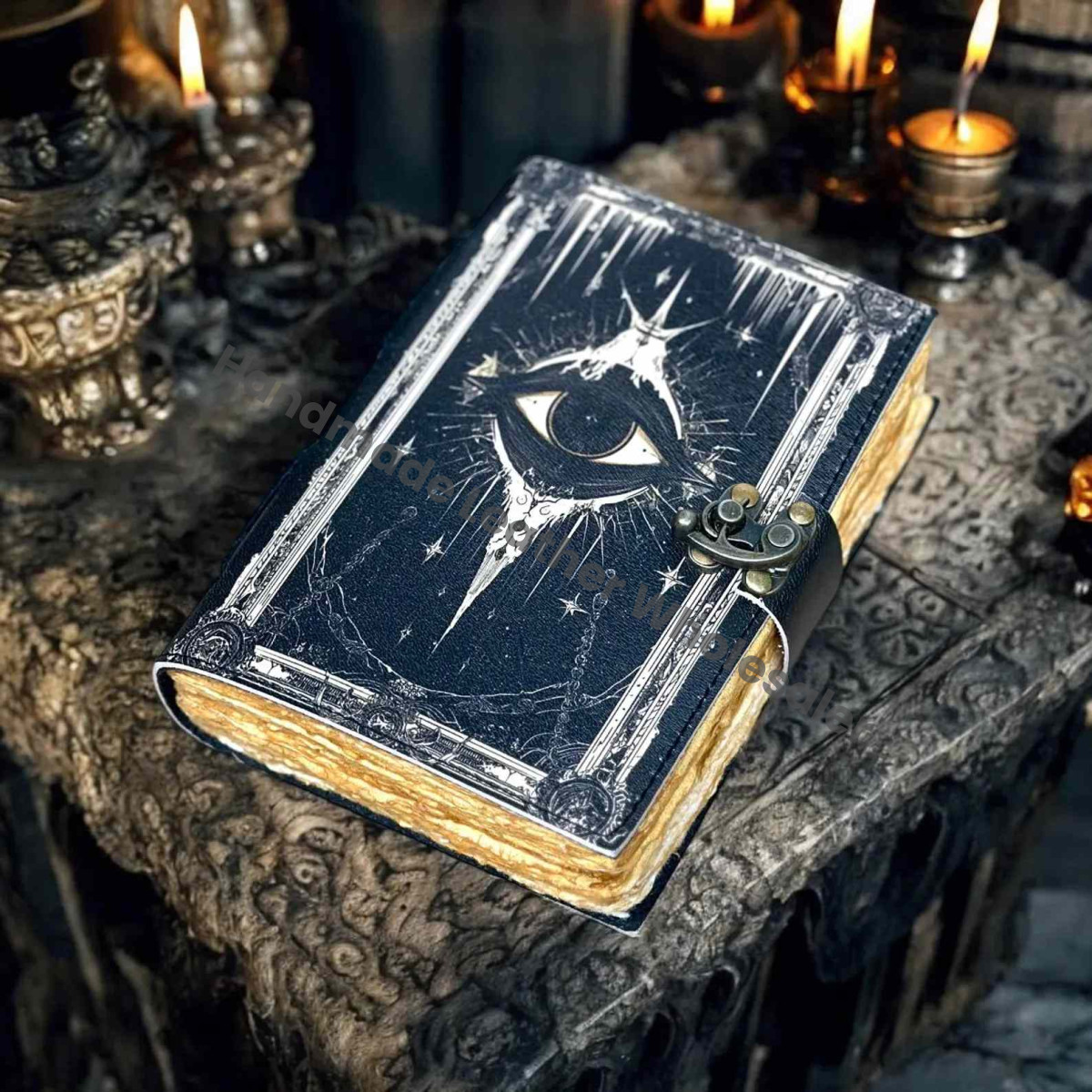 Leather Journal: Gothic Eyes Grimoire, Vintage Book of Shadows