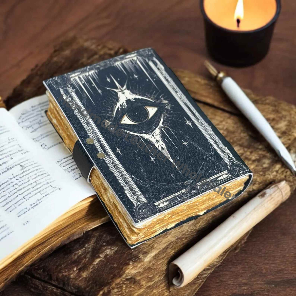 Leather Journal: Gothic Eyes Grimoire, Vintage Book of Shadows