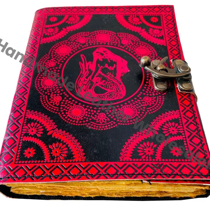 Leather Journal Grimoire Book Sketchbook Fantasy Notebook Mermaid Embossed Handmade Book of Shadows Planner Travel Sketchbook