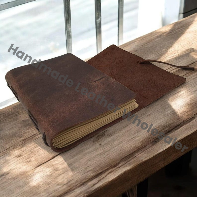 Leather Journal , Handmade Genuine Leather Lined Notebook Bound Daily Notepad for Men