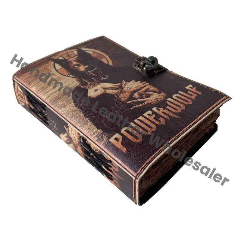 Leather Journal Hard Leather Cover Printed Wolf Book of Shadows Blank Notebook Office Supplies Gift Writing Pads