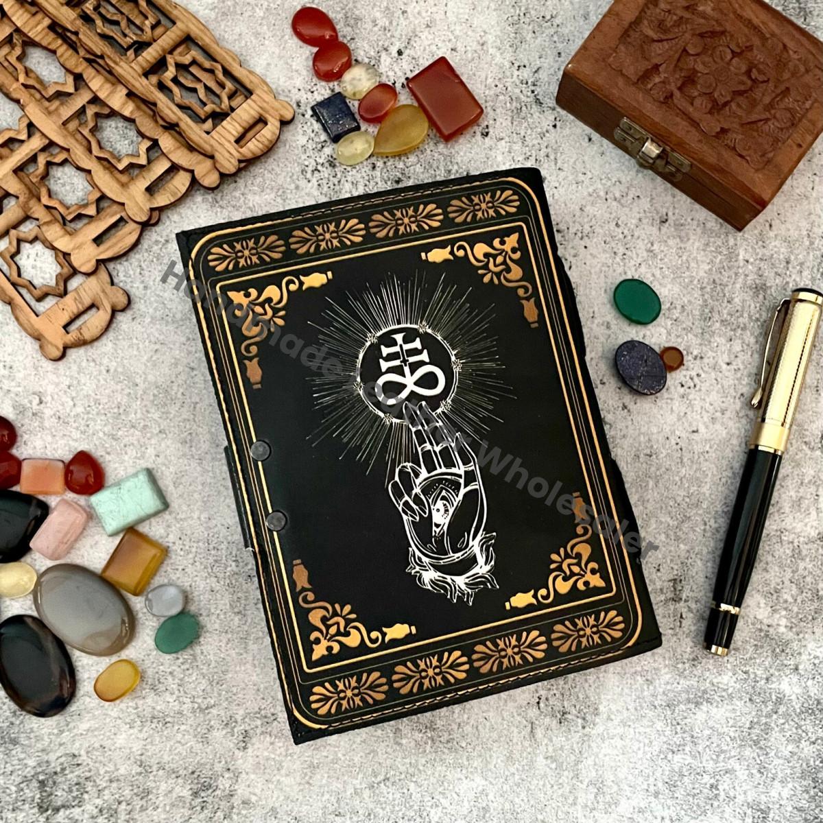 Leather Journal: Illuminated Wiccan Spell Book of Shadows