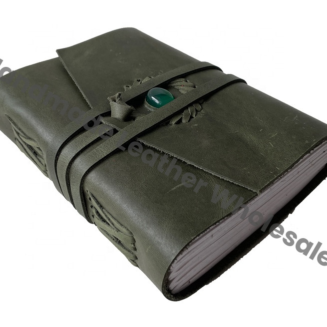 Leather Journal Notebook Handmade Stone Tan Wrap Bound Leather Journal Vintage Design Journal for Men Women Lined