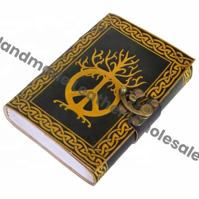 Leather Journal Peace of sign Vintage Bound Spells Diary Instagram photo album Handmade Note Book Writing Book Of Shadows
