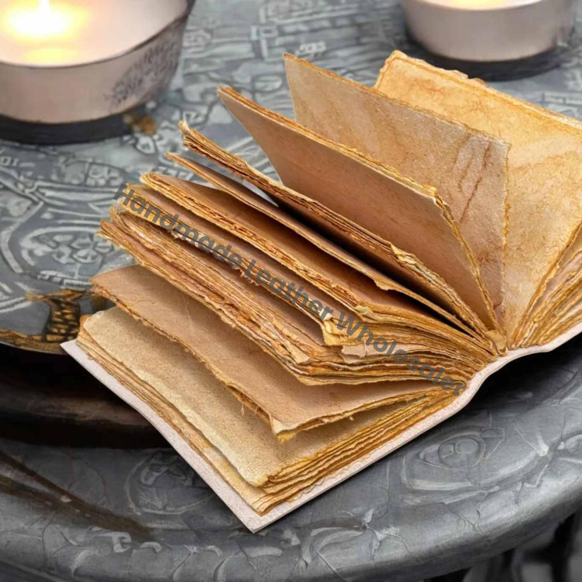 Leather Journal: Phoenix Grimoire Print, Gothic Book of Shadows