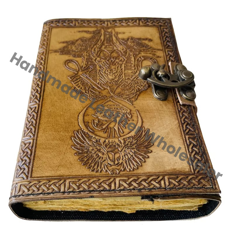 Leather Journal Sketchbook Deckle Old Pages for Women Blank Vintage Eye of Horus Shadows Third Eye Celtic Notebook Planner