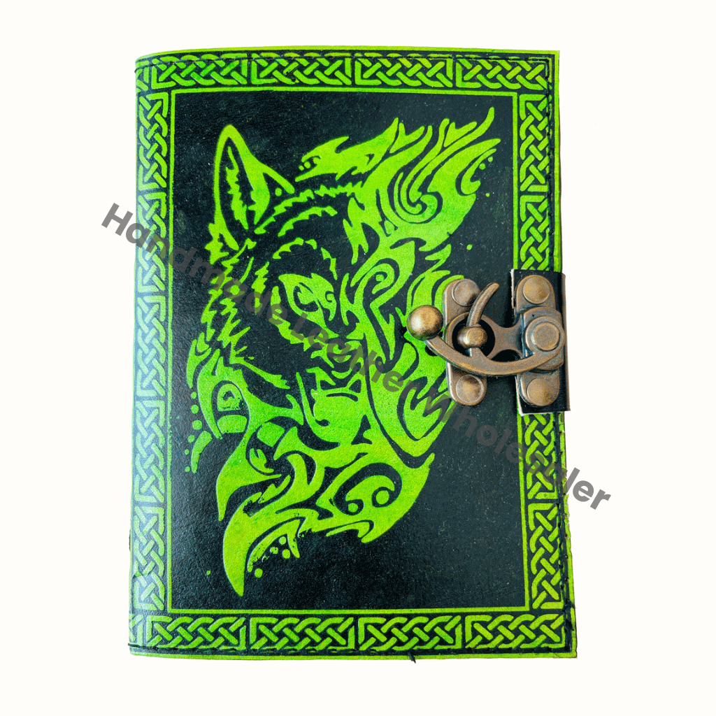 Leather Journal Traveler Diary Sketchbook wolf Face Notebook Journal Gift Vintage Bound Planner Large Embossed Book Of Shadows