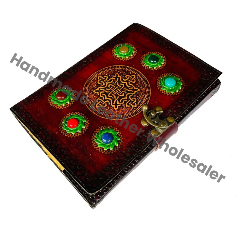Leather Journals Seven Stone Spiral Gift Hardcover Recycled Vintage Decor Yellow Brown Genuine Cover Deckle Pages Planner