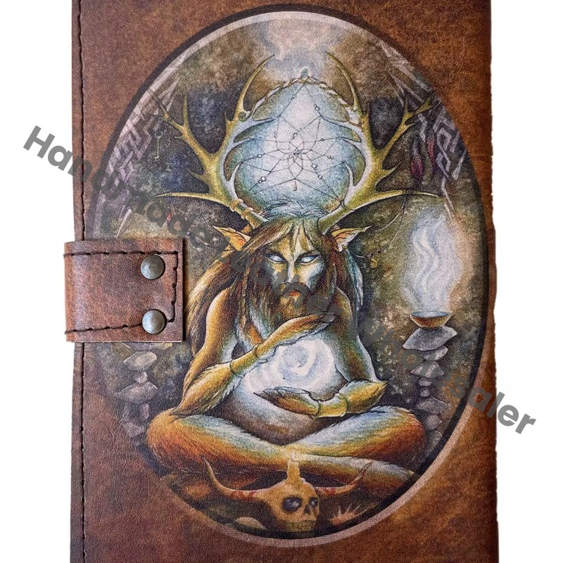 Leather Printed Journal Handmade Magical Retro Collage Poster Design Eco-friendly Paper Vintage Notebook Sketchbook Gift