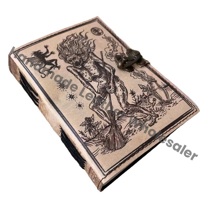 Leather Printed Journal Retro Collage Poster Design Old Man Handmade Eco-friendly Vintage Paper Notebook Sketchbook Planner Gift