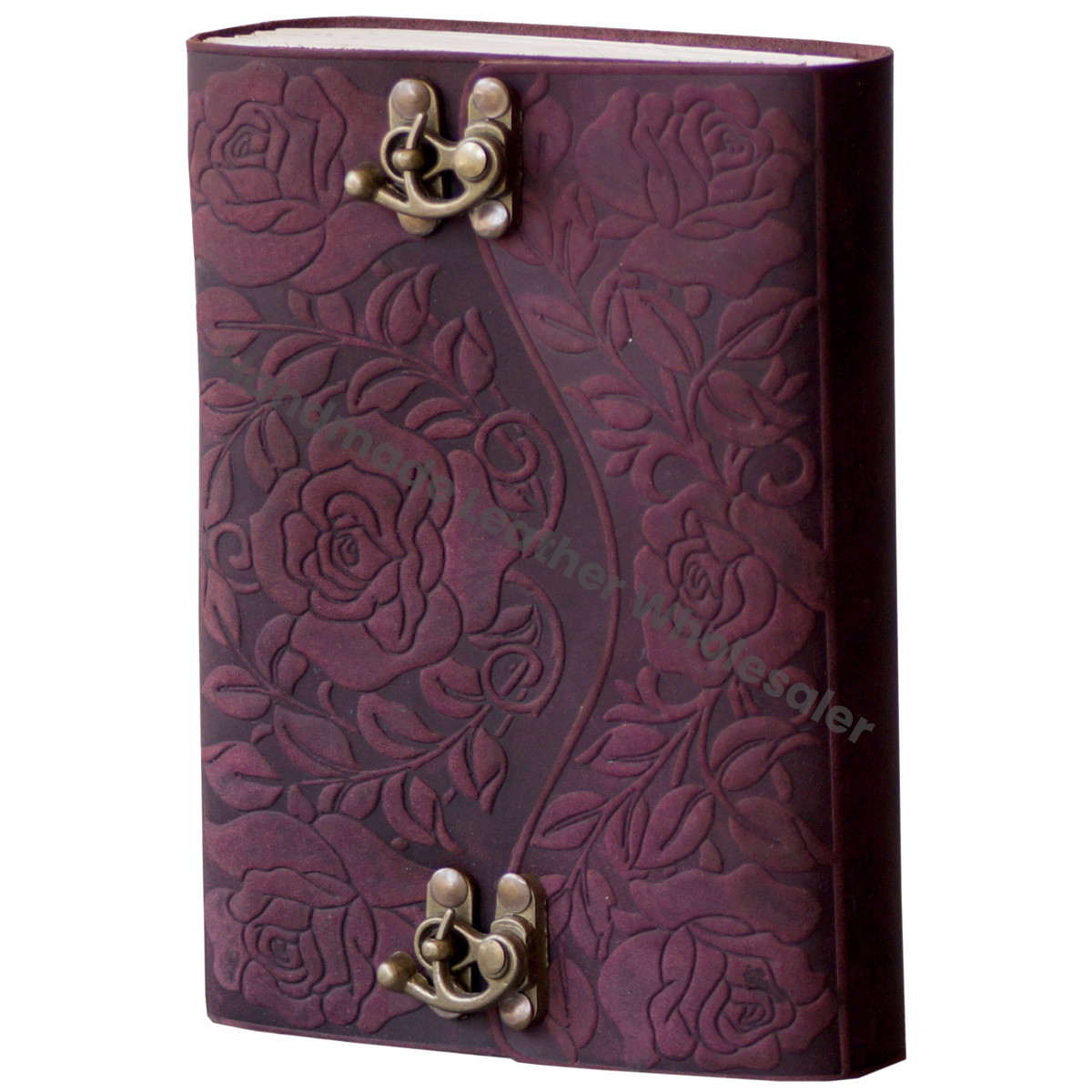 Leather Rose Embossed Hardcover Journal with Metal Clasp Closure Red Color Notebook Sketchbook Journal Gift