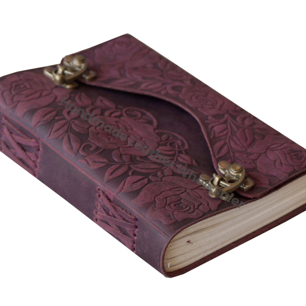 Leather Rose Embossed Hardcover Journal with Metal Clasp Closure Red Color Notebook Sketchbook Journal Gift