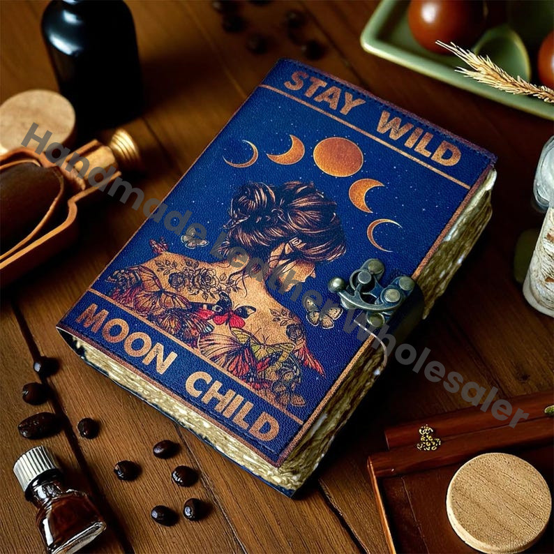 Leather Spell Book Journal – Book of Shadows, Vintage Witchcraft Spellbook, Wiccan Pagan Gift