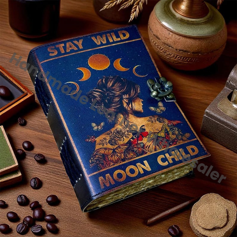 Leather Spell Book Journal – Book of Shadows, Vintage Witchcraft Spellbook, Wiccan Pagan Gift