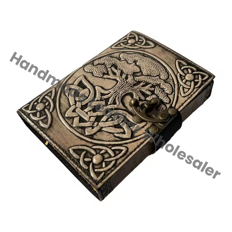Leather Spiral Bound Handmade Personal Organizer Notebook Tree Life Celtic Antique Journal Paper Gift